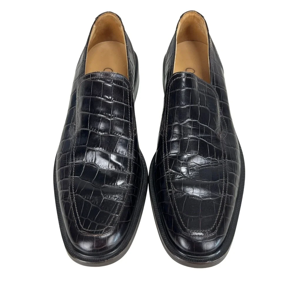 Cole Haan Collection Mens Dark Brown Crocodile Leather Slip On Loafers Size 8 M‎